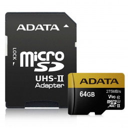 A-Data 64GB microSDXC Premier One Class 10 UHS-II U3 V90 + adapterrel