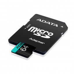 A-Data 64GB microSDXC Premier Pro Class 10 UHS-I U3 A2 V30 + adapterrel