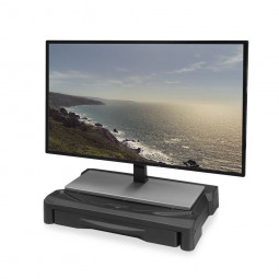 ACT AC8210 Monitor stand extra wide with drawer adjustable height Black