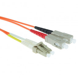 ACT LSZH Multimode 50/125 OM2 fiber cable duplex with LC and SC connectors 0,5m Orange