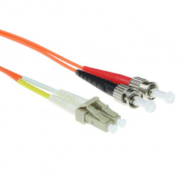 ACT LSZH Multimode 50/125 OM2 fiber cable duplex with LC and ST connectors 1,5m Orange
