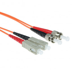 ACT LSZH Multimode 50/125 OM2 fiber cable duplex with SC and ST connectors 0,5m Orange
