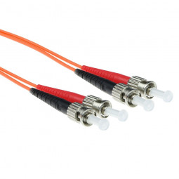ACT LSZH Multimode 50/125 OM2 fiber cable duplex with ST connectors 0,5m Orange