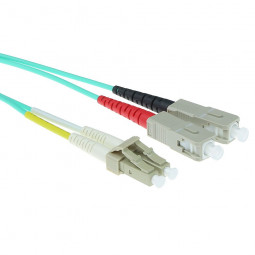 ACT LSZH Multimode 50/125 OM3 fiber cable duplex with LC and SC connectors 10m Blue