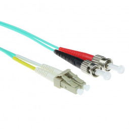 ACT LSZH Multimode 50/125 OM3 fiber cable duplex with LC and ST connectors 10m Blue