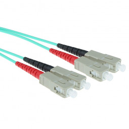 ACT LSZH Multimode 50/125 OM3 fiber cable duplex with SC connectors 10m Blue