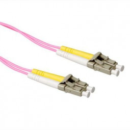 ACT LSZH Multimode 50/125 OM4 fiber cable duplex with LC connectors 10m Pink