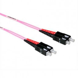ACT LSZH Multimode 50/125 OM4 fiber cable duplex with SC connectors 10m Pink