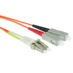 ACT LSZH Multimode 62.5/125 OM1 fiber cable duplex with LC and SC connectors 0,5m Orange