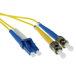 ACT LSZH Singlemode 9/125 OS2 fiber cable duplex with LC and ST connectors 1m Yellow