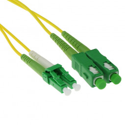 ACT LSZH Singlemode 9/125 OS2 fiber cable duplex with LC/APC8 and SC/APC8 connectors 3m Yellow