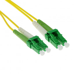 ACT LSZH Singlemode 9/125 OS2 fiber cable duplex with LC/APC8 connectors 0,5m Yellow