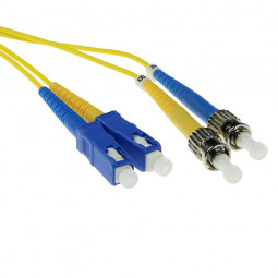 ACT LSZH Singlemode 9/125 OS2 fiber cable duplex with SC and ST connectors 1,5m Yellow