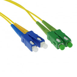 ACT LSZH Singlemode 9/125 OS2 fiber cable duplex with SC/APC and SC/PC connectors 0,5m Yellow