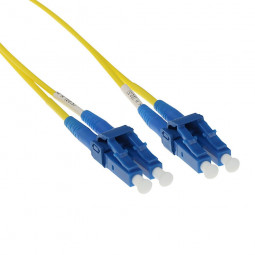 ACT LSZH Singlemode 9/125 OS2 short boot fiber cable duplex with LC connectors 0,5m Yellow