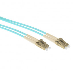 ACT Multimode 50/125 OM3 duplex armored fiber patch cable with LC connectors 0,5m Blue