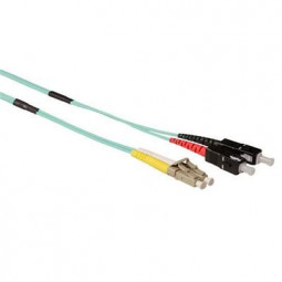 ACT Multimode 50/125 OM3 duplex ruggedized fiber cable with LC en SC connectors 10m Blue