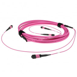 ACT Multimode 50/125 OM4(OM3) polarity A fiber trunk cable with 2 MTP/MPO female connectors each side 20m Pink