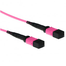 ACT Multimode 50/125 OM4 polarity A fiber cable with MTP female connectors 12m Pink