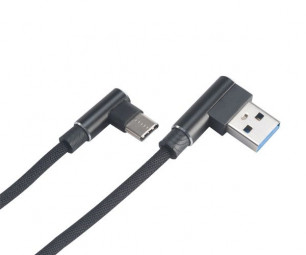 Akasa AK-CBUB39-10BK Right Angle USB Type-A to Type-C Charging & Sync cable