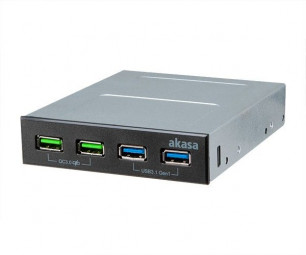 Akasa AK-ICR-34 4xPort USB Charger Panel with dual Quick Charge 3.0 and dual USB 3.1 Gen 1 Ports