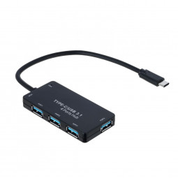 Akyga AK-AD-52 4port USB3.1 USB type-C adapter Black