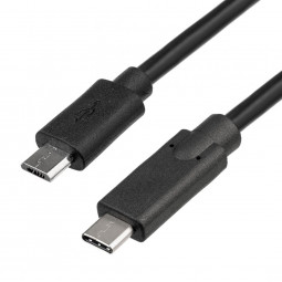 Akyga AK-USB-16 microUSB / USB Type-C cable 1m Black