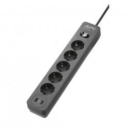 APC PME5U2B-GR Essential Surge Arrest 5 Outlet 2xUSB Ports Black