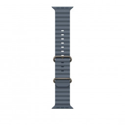 Apple Watch 49mm Band: Ocean Band Natural Titanium Finish Anchor Blue