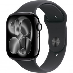 Apple Watch S11 Cellular 42mm Jet Black Aluminium Case with Black Sport Band S/M