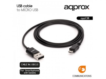 Approx APPC38 microUSB - USB kábel 1m Black