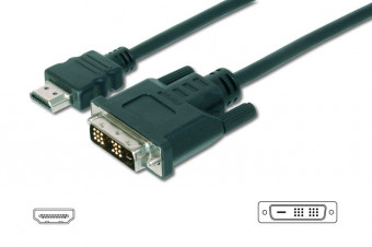 Assmann HDMI adapter cable type A-DVI-D(18+1) (Single Link) M/M 3m Black