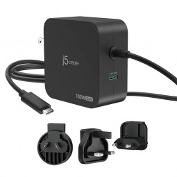 j5create JUP25102V 102W GaN PD USB-C 2-Port Charger with Changeable AC Plugs