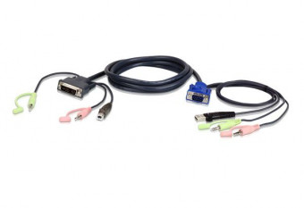 ATEN USB VGA to DVI-A KVM Cable with Audio 1,8m Black