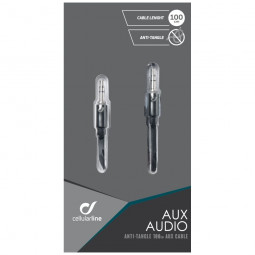 Cellularline Audio cable AUX AUDIO, AQL? certification, flat, 2 x 3.5mm jack, black