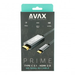 Avax AV902 PRIME Type C - HDMI 2.0 4K/60Hz AV Cable Black