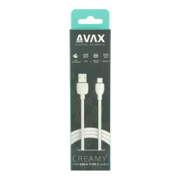 Avax CB621 CREAMY+ USB-A - Type-C cable 1,5m White/Silver