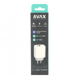 Avax CH631W FIVEY+ USB A + Type C Fast Charger White
