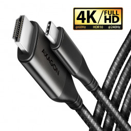 AXAGON RVC-HI2MC USB-C -> HDMI 2.0 adapter 4K/60Hz Aluminum 1,8m cable Black