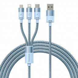 Baseus 3 in 1 USB Cable 1,2m Blue
