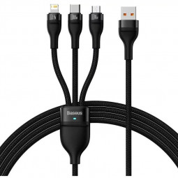 Baseus Flash series 3in1 USB Cable USB-C / micro USB / Lightning 100W 1,2m Black