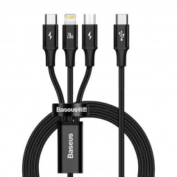 Baseus Rapid Series USB-C 3 az 1-ben kábel Mikro USB / Lightning / USB-C 20 W 1,5m Black