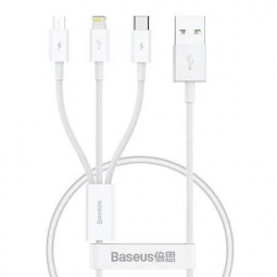 Baseus USB-A - USB-C/Lightning/microUSB Cable 0,5m White