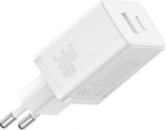 Baseus USB-C / USB-A adapter 30W mains charger White