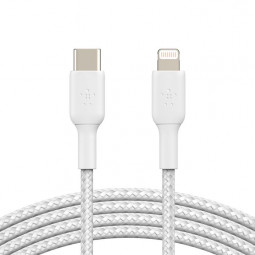 Belkin BoostCharge Braided USB-C to Lightning Cable 1m White