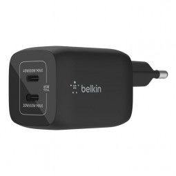 Belkin BoostCharge Dual USB-C PD GaN Wall Charger 68W Black