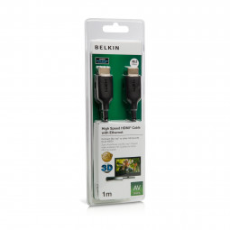 Belkin HDMI-HDMI High Speed with Ethernet Cable 1m Gold Connector Black