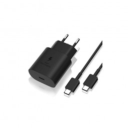 BlackBird Hálózati Töltő 25W PD USB-C + USB-C Adatkábel 1m Black