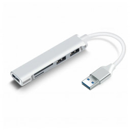 BlackBird USB 3.0 multiport hub 5in1 3xUSB3.0, SD, TF, Silver