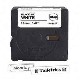 Brother BTAG-231 Címketekercs (12mm) Black on White - 4m